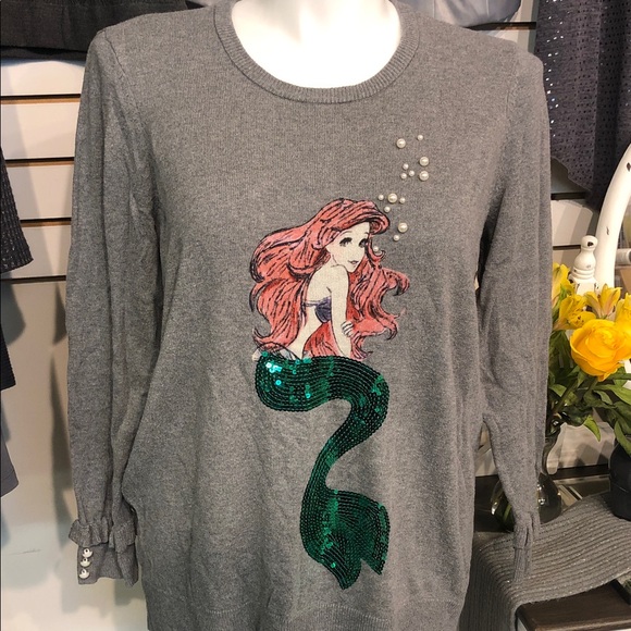 Her Universe Sweaters - Disney Her Universe Gray Sweater with Mermaid Motif